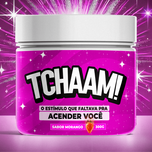 TCHAAM! Energia e Foco – Suplemento com Magnésio, Zinco e Vitaminas B6 + D3 | Sabor Morango 300g